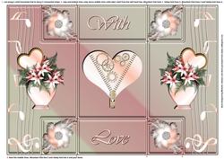 Steampunk Heart and Flowers Tri Fold Shutter Card