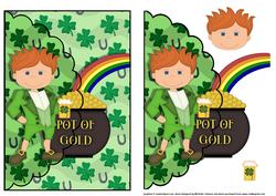 Boy St Patricks Pot of Gold Scallop Envelope Card