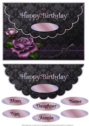 Purple Roses Gothic Style Scallop Envelope Card