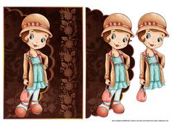 1920's Cute Vintage Girl Scalloped Edge Envelope Card