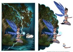 Fairy at Swan Lake Scalloped Edge Envelope Cards