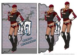 Roller Chick with Attitude Scalloped Edge Envelope Card