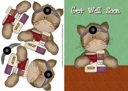 Get Well Soon Male Card Front with Decoupage