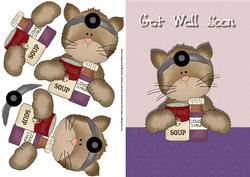 Get Well Soon Female Card Front with Decoupage