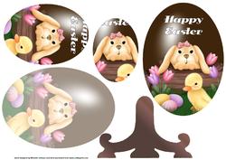 Bunny and Chick Easter Egg Plate Card with Pyramage