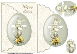 Religious Easter Egg Scalloped Edge Envelope Card