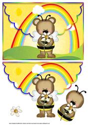 Bumble Bee Bear Scalloped Edge Envelope Card
