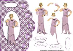 Vintage Lady in Lilac Scalloped Edge Card
