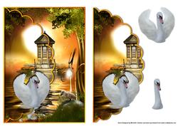 Swan Lake Scalloped Edge Envelope Card