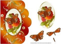 Vintage Butterfly Scalloped Edge Card with Decoupage