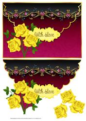 With Love Yellow Roses Scalloped Edge Envelope Card