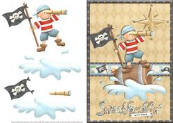 Land Ahoy! Card Front with Decoupage