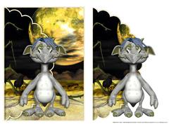 Monster Alien Scalloped Edge Envelope Card