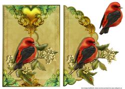 Red Bird Scalloped Edge Envelope Card