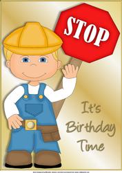 Stop Construction Kid A4 Card