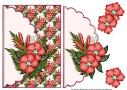 Red Hibiscus Scalloped Edge Envelope Card