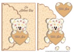 With Love Mothers Day Bear Scalloped Edge Envelope Card