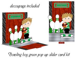 Bowling Boy Green Pop-up Slider Card Kit