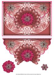 Peacock Tail Flower Scalloped Edge Envelope Card