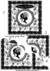 Silhouette Portrait 1 Shell Edge Corner Stacker Card