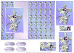 Sympthy Cross and Lilies Rectangle Fold Back Card
