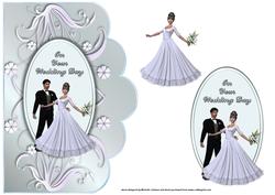 Bride and Groom Scalloped Edge Wedding Card