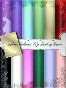 12 Floral Embossed Edge Backing Papers
