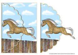 Horse Jumping Scalloped Edge Envelope Card