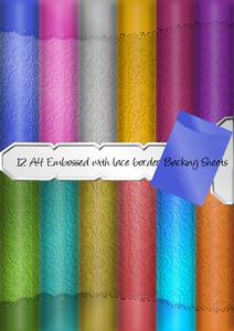 12 A4 Embossed with Lace Edge Bright Backing Papers