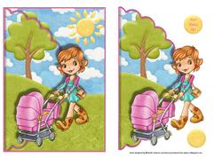 Proud Mum New Baby Girl Scalloped Edge Envelope Card