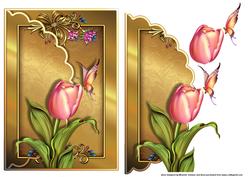 Beautiful Butterfly and Tulip Scalloped Edge Envelope Card