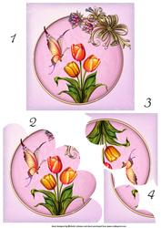 Beautiful Butterfly and Tulips Shell Edged Corner Stacker