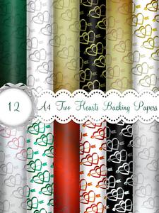 12 A4 Two Hearts Backing Papers
