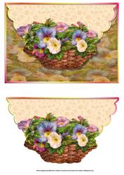 Basket of Pansies Scalloped Edge Envelope Card
