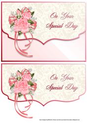 Special Day Pink Rose Corsage Scalloped Edge Envelope Card