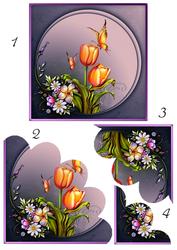 Beautiful Butterflies and Tulips Shell Edge Corner Stacker