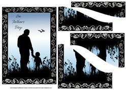 Father and Son Silhouette Wave Edge Stacker Card