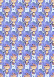 Cat and Mouse Best Friends Blue Background
