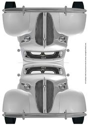 White Vintage Car Quick Shaped Card