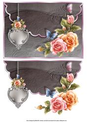 Beautiful Butterflies and Glow Roses Scalloped Edge Envelope