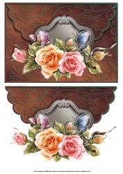 Beautiful Roses and Butterflies Scalloped Edge Envelope Card