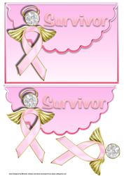 Breast Cancer Angel Ribbon Scalloped Edge Envelope Card
