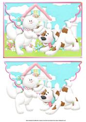 Cat and Dog Scalloped Edge Envelope Card