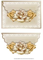 Cream Antique Roses Scalloped Edge Envelope Card