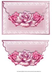 Pink Antique Roses Scalloped Edge Envelope Card