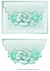 Mint Green Pastel Roses Scalloped Edge Envelope Card