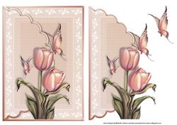 Beautiful Blush Butterflies and Tulips Envelope Card