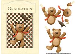 Graduation Bear Card Front with Decoupage