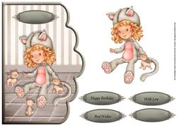 Playing Love Cats Scallope Curve Card