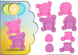 Happy Hippos Scallope Edge Curve Card